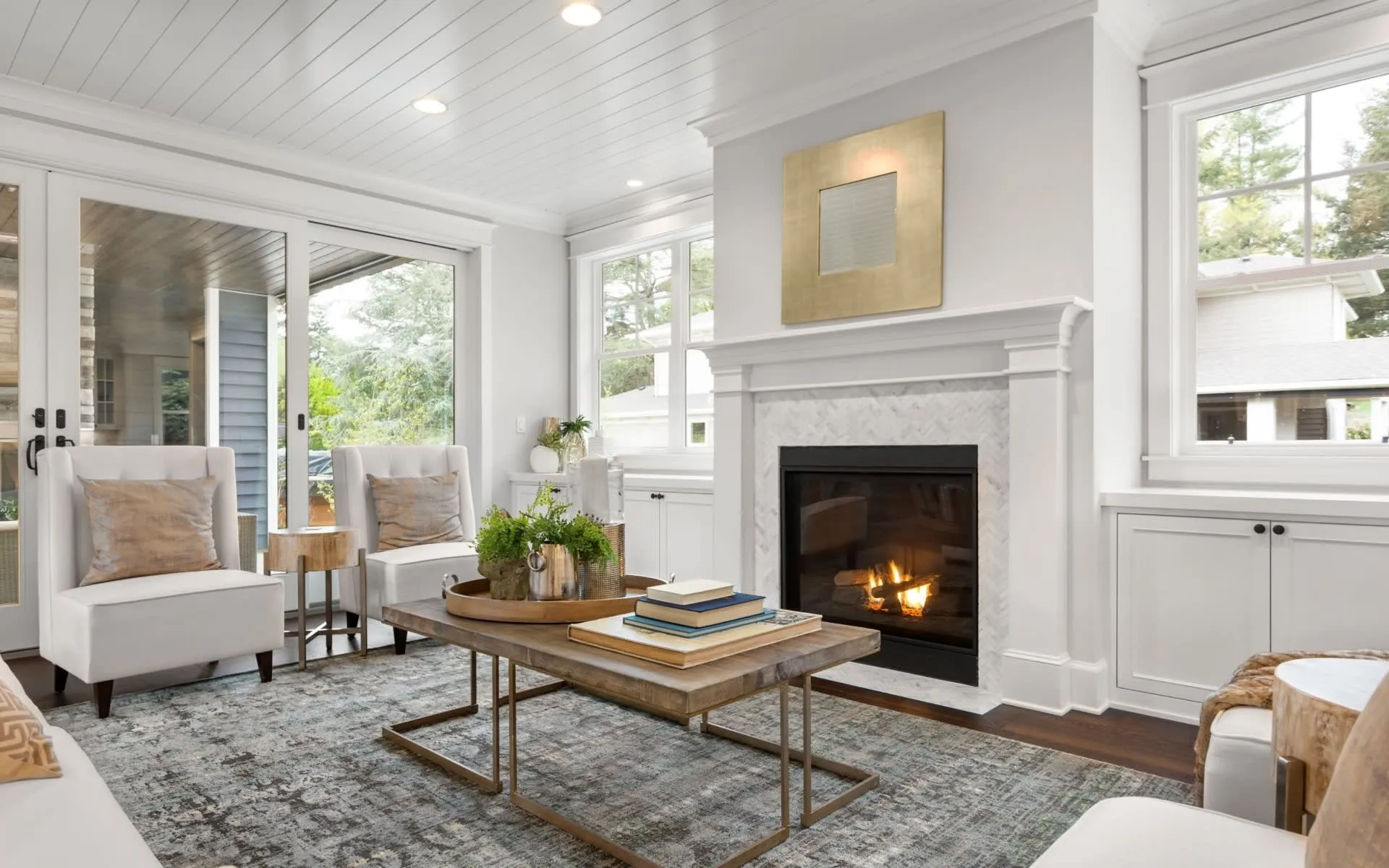 A staged living room ready for market